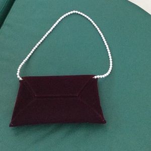 NWT Stuart Weitzman PetitePearl Velvet Clutch